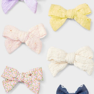 Girls' 6pk 'Crinkled/Ditsy' Bows - Cat & Jack: Hair Styling, Fashion, Recycled Polyester