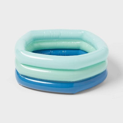 5.91'' x 1.97'' x 7.87'' Mini 3 Ring Pool 43 gal Oval Kiddie Pool Blue - Sun Squad: Inflatable Kids Pool