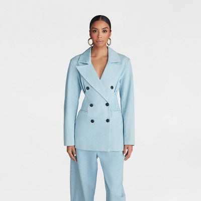 KBB by KAHLANA Women's 'The Corset Denim Blazer' - Medium Wash S