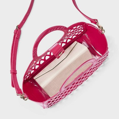Jelly Mini Cage Tote Crossbody Bag - A New Day Magenta