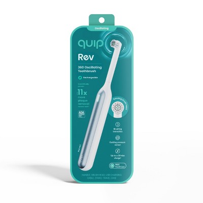 quip Rev Oscillating Rechargeable Electric Toothbrush + Travel Case - White/Blue
