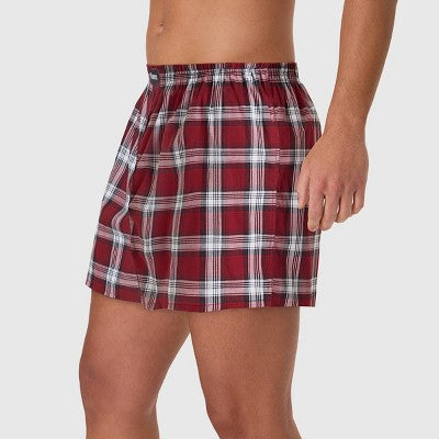 Hanes Premium Men's Stretch Woven Boxer 4pk Boxer Shorts - Red/Black/Gray L
