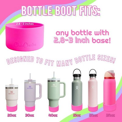CharCharms Water Bottle Boot White: Silicone Drinkware Accessory, Dishwasher-Safe, Fits 3" Width, Hot/Cold Beverages