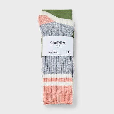 Men's 2pk Casual Crew Socks - Goodfellow & Co Gray 6-12