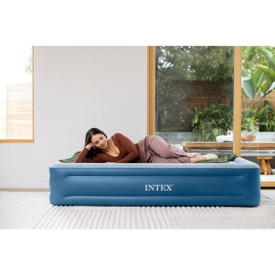 Intex Mid Rise Hexbeam 14" Electric Pump Queen Air Mattress - Dark Blue Denim
