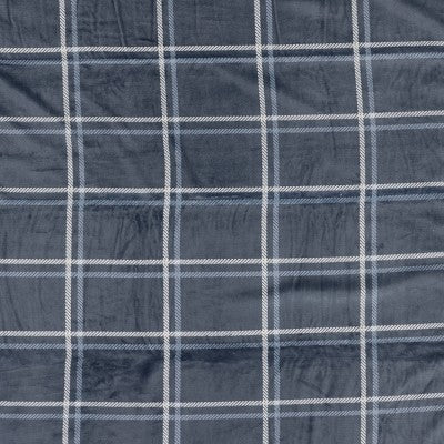 Grid Printed Plush Throw with Faux Shearling Reverse Blue/Light Blue/Ivory - Threshold