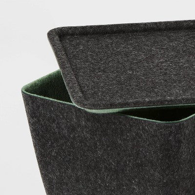 Pop Color Felt Bin Charcoal/Green - Brightroom