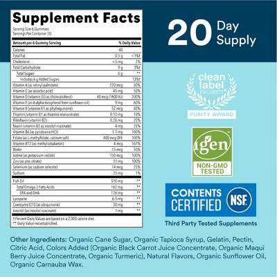 SmartyPants Men's Multi & Omega 3 Fish Oil Gummy Vitamins with D3, C & B12 - 120 ct