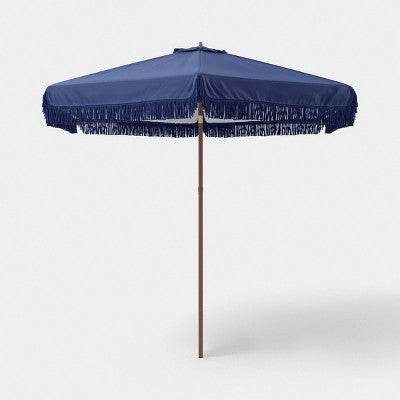 7.5" Round Fringe Valance Outdoor Patio Umbrella Navy Blue - Threshold (LOCAL PICKUP ONLY)