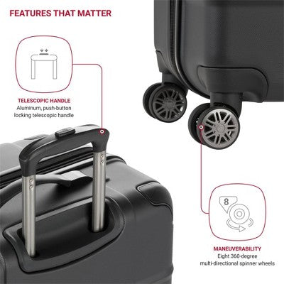 SWISSGEAR Cascade II Hardside Large Checked Spinner Suitcase - Black: (LOCAL PICKUP ONLY)