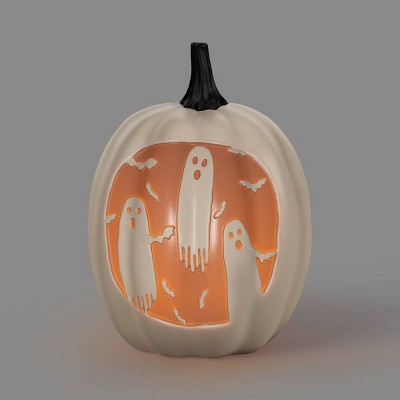 16" Classic Lit Pumpkin with Timer Ghost Halloween Decorative Prop- Hyde and EEK! Boutique