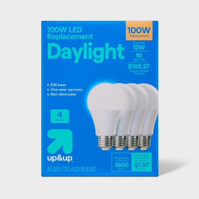 4pk 100W Plastic T20 Lightbulb Cool White - up&up