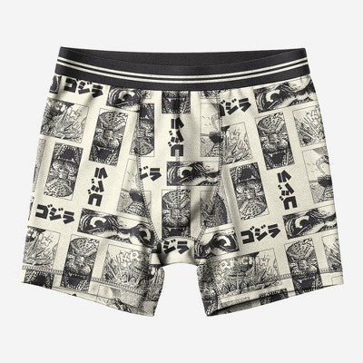 Men's Godzilla Boxer Briefs 2pk - Cream/Black M