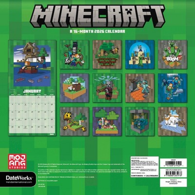 DateWorks 12"x12" 2026 Minecraft Wall Calendar