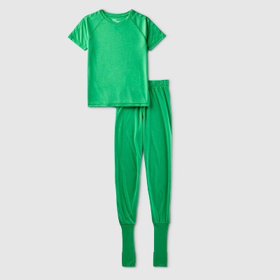 Kids' Adaptive 2pc Pajama Set - Cat & Jack Green M