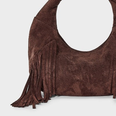 Soft Fringe Crescent Handbag - Universal Thread Brown