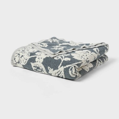 Full/Queen Fall Cozy Chenille Jacquard Blanket Graphite - Threshold