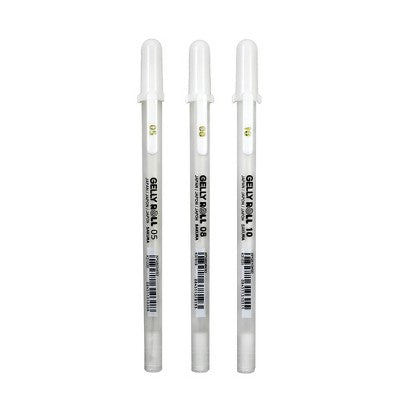 3pk Gelly Roll Classic Pens 3 Tip Sizes - White