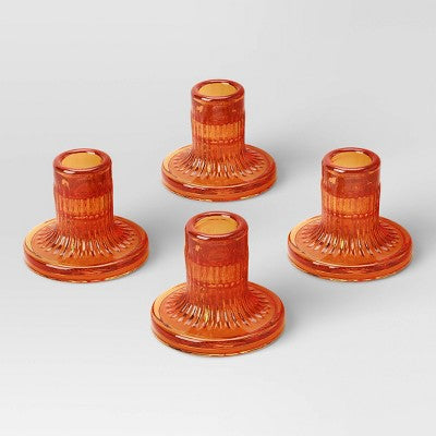 4pk Glass Taper Candle Holder Peach - Room Essentials