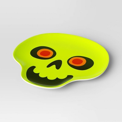9.05" Halloween Melamine Figural Skull Appetizer Plate Green - Hyde & EEK! Boutique