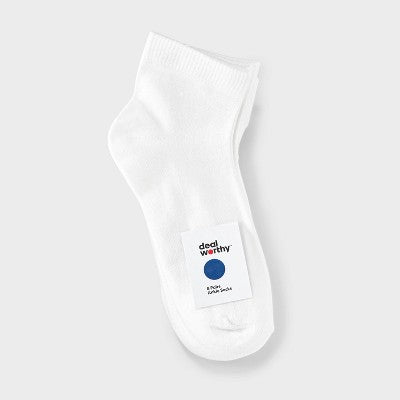 Kids' 8pk Ankle Length Socks - Dealworthy White XS/S