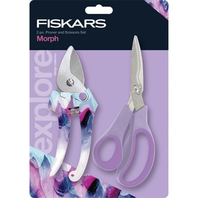 Fiskars 2pc Designer Pruner Garden Tool Set Lavender