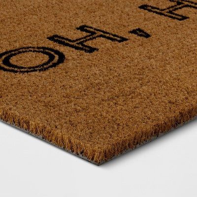 1'4"x2'4" Oh Hello Rectangular Outdoor Doormat Black - Room Essentials (LOCAL PICKUP ONLY)