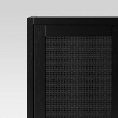 Warwick Library Cabinet Black - Threshold: Rattan-Panel Doors, Wood Veneer, 52" Height (LOCAL PICKUP ONLY)
