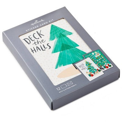 Hallmark 12ct 'Deck the Halls' Christmas Tree Boxed Holiday Greeting Card with Stickers