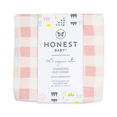 Honest Baby Organic Cotton Changing Pad Cover - Peach Skin Painted Buffalo Check