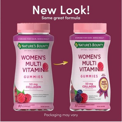 Nature's Bounty Optimal Solutions Women's Multivitamin Gummies - Mixed Berry and Raspberry - 80ct