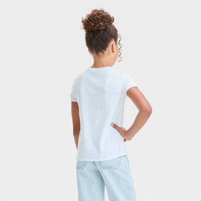 Girls' Short Sleeve Solid T-Shirt - Cat & Jack White L Plus