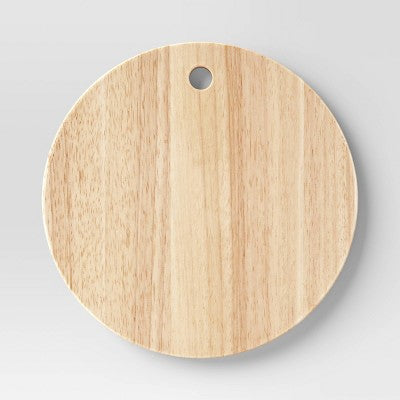 10"x10" Rubberwood Round Serving Platter Brown - Threshold