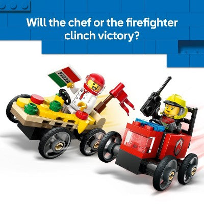 LEGO City Pizza vs. Fire Truck Race Car Pack Building Toy 60458