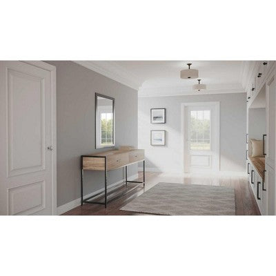 Progress Lighting, Inspire Collection, 2-Light Semi-Flush Mount, Antique Bronze, Etched Glass with Linen Shade