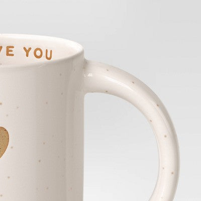 14oz Stoneware Embossed Heart I Love You Mug Ivory - Room Essentials