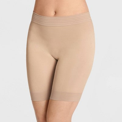 Jockey Generation Women's Ultralight Smoothing Cooling No-Chafe Slipshorts - Beige XL: Seamless Knit Shapewear