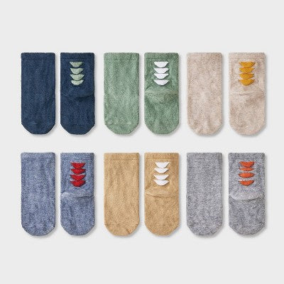 Baby 6pk 'Dino' Crew Socks - Cat & Jack 6-12M: Knit, Flat Seams