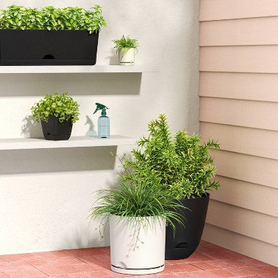 Recycled Car Seat Resin 16" RE Self Watering Planter Black - Room Essentials
