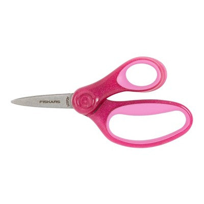 Fiskars 5" Sparkle SoftGrip Point Kids' Scissors Pink: Child Art & Stationery Tool, Metal & Plastic, Lifetime Warranty