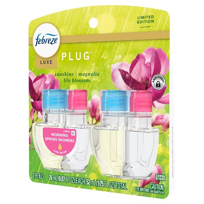 Febreze Luxe Plug Air Freshener Dual Refills - Morning Spring Showers - 1.75 fl oz/2ct