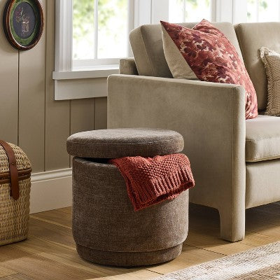 Swivel Storage Ottoman Brown - Threshold designed with Studio McGee (LOCAL PICKUP ONLY)
