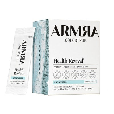 ARMRA Colostrum Powder Travel Packs - Unflavored - 1oz/30ct: Grass Fed, Non-GMO, Soy-Free, No Added Sugar