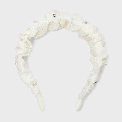 Girls' Ruffled with Beads Headband - Cat & Jack Ivory