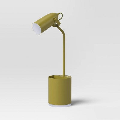Task Table Lamp with Nightlight Offbeat Olive Integrated LED Bulb - Room Essentials