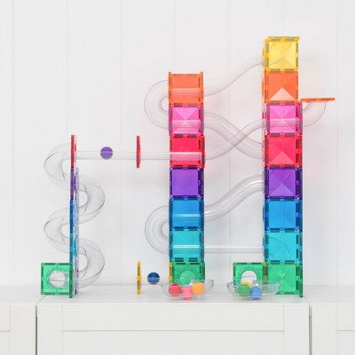 CONNETIX Magnetic Tiles Bright Ball Run Pack : Creative Building Educational Toy Set 122pc