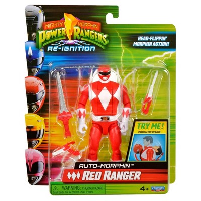 Mighty Morphin Power Rangers Re-Ignition Auto-Morphin Red Ranger 6" Action Figure with Head-Flipping Morph Feature and Weapons Accessories