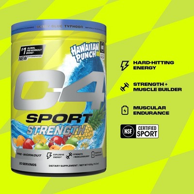 Cellucor C4 Sport Strength Pre-Workout - Hawaiian Punch Berry Blue Typhoon - 14.3oz/20 Servings