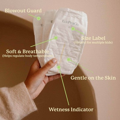 EcoPeaCo. Bamboo Disposable Diapers Made with Organic Bamboo and Viscose - Trial and Travel - Size 3 - 8ct