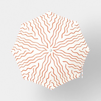 6' Round Striped Beach Umbrella Orange - Room Essentials (LOCAL PICKUP ONLY)
